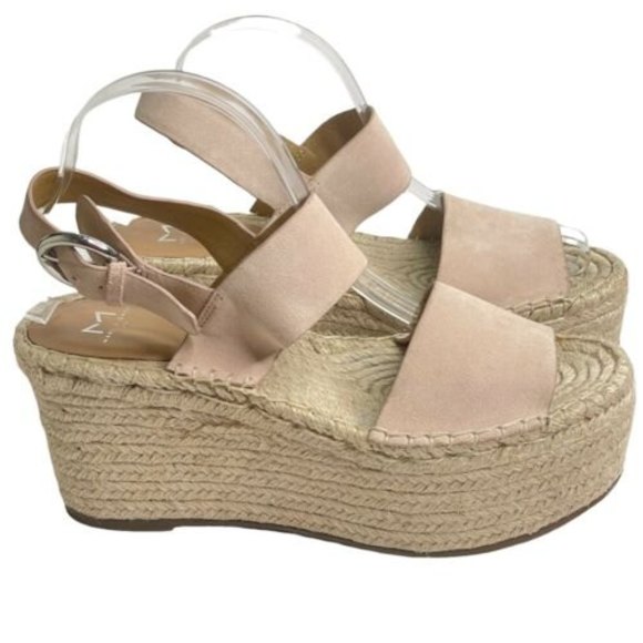 MARC FISHER Pink Renni Espadrille Platform Wedge Heel Sandals Size 9 Strappy a24 - Picture 2 of 10